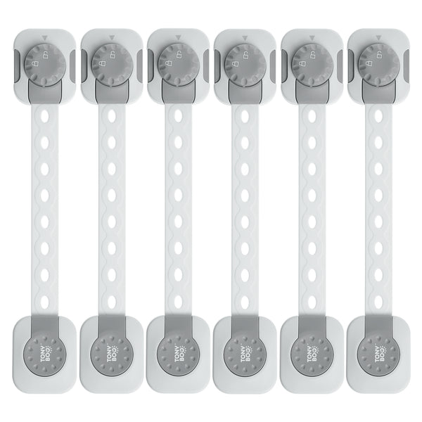 TONYBOO Adjustable Baby Safety Lock for Cabinets, Drawers, Refrigerator, Oven, 6-Pack, plus 6 Extra 3M Adhesives Tapes