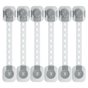 TONYBOO Adjustable Baby Safety Lock for Cabinets, Drawers, Refrigerator, Oven, 6-Pack, plus 6 Extra 3M Adhesives Tapes